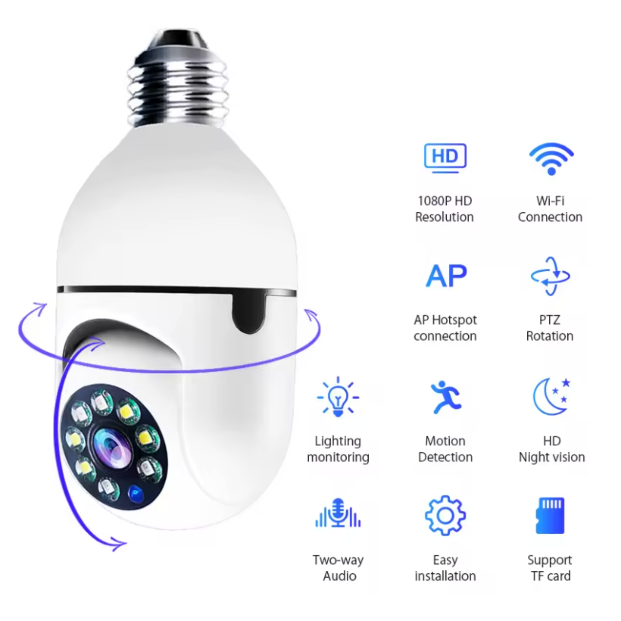 SecureBulb WiFi Security Camera (2 million pixels plus 64 memory)