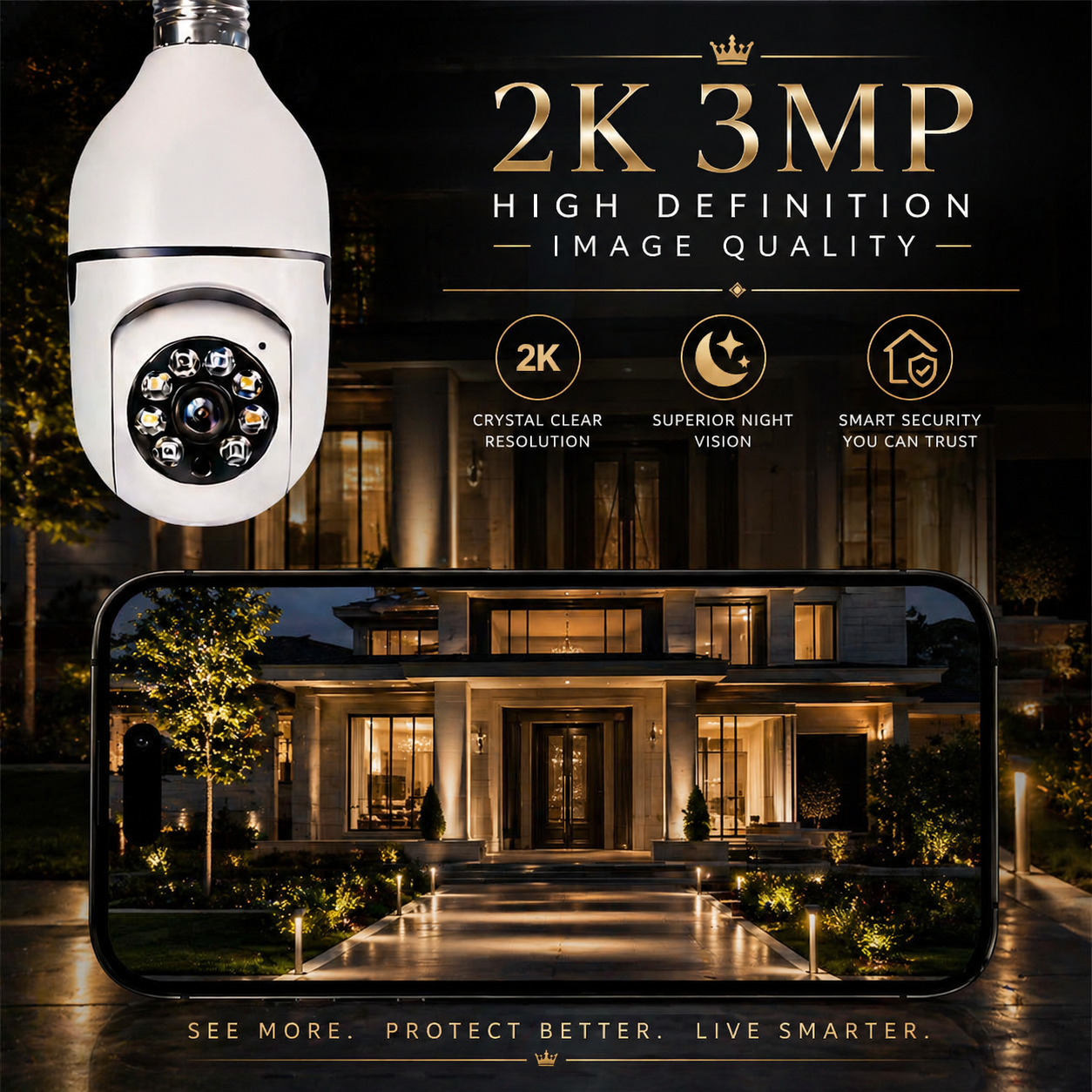SecureBulb WiFi Security Camera (2 million pixels plus 64 memory)