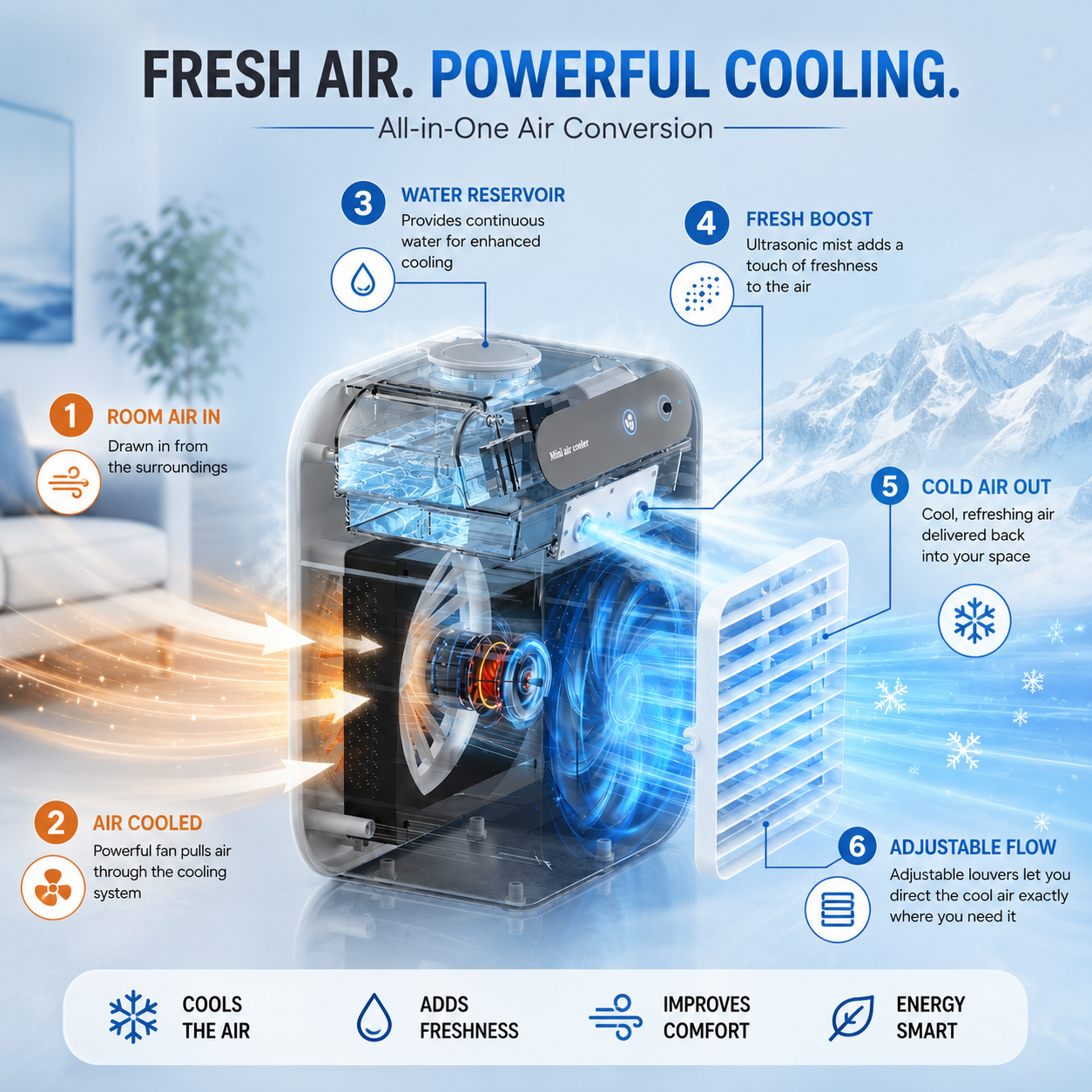 CoolBreeze 3-in-1 Mini Portable Air Conditioner